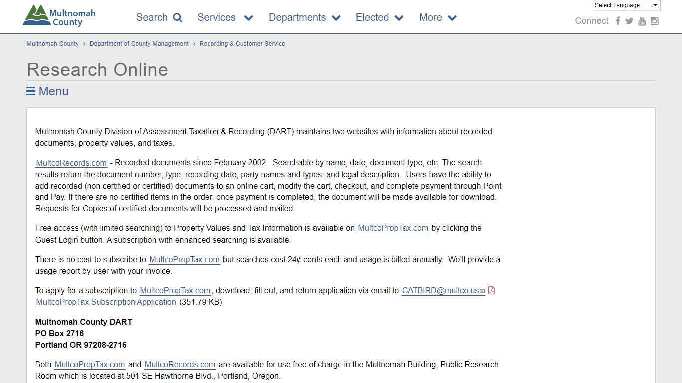 Research Online | Multnomah County